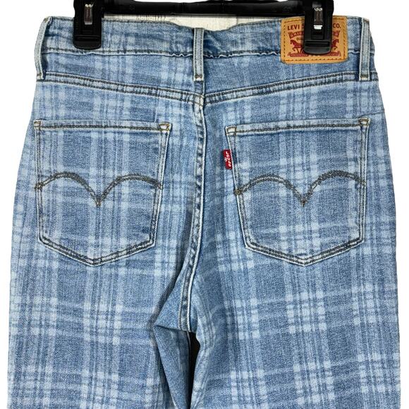 Levi’s 721 SZ 27 High-Rise Skinny Jeans Plaid Stretch Zip-Fly Pockets Blue Women - Picture 5 of 12
